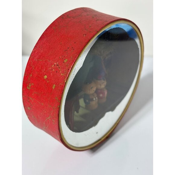 Vtg Japanese Round Diorama Box Kokeshi Figures Mirror Wooden - Picture 4 of 9